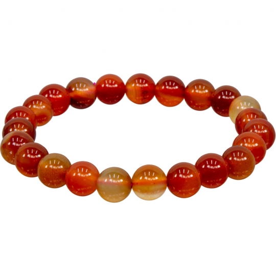 Elastic Bracelet 8mm Round Beads - Brown & Red Agate (Each)