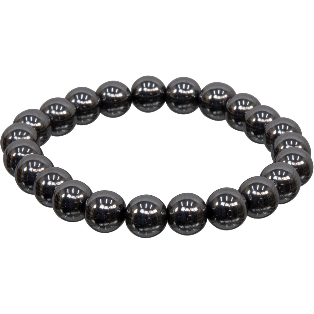 Elastic Bracelet 8mm Round Beads - HEMATITE (Each)