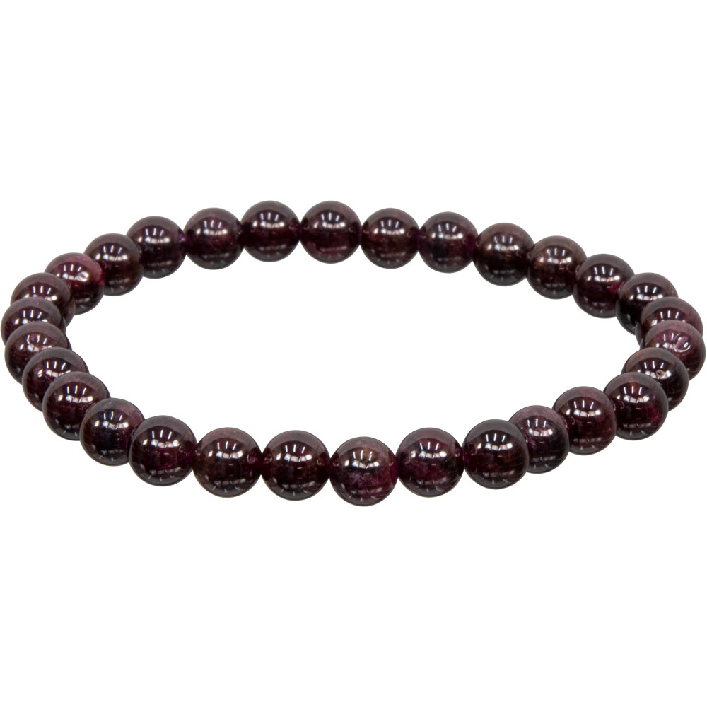 Elastic Bracelet 5-7mm Round Beads - GARNET (Each)