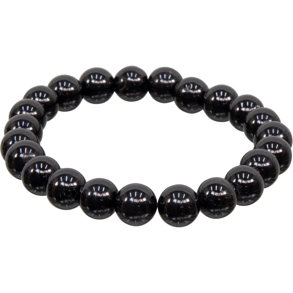 Elastic Bracelet 8mm Round BEADS - Black Tourmaline (Each)