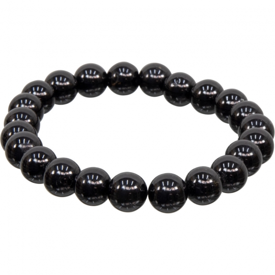 Elastic Bracelet 8mm Round Beads - Black Tourmaline (Each)