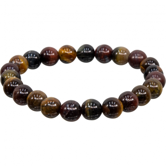 Elastic Bracelet 8mm Round Beads - Tri Colored Tiger Eye (Each)