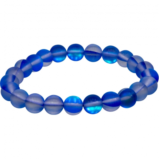 Elastic Bracelet 8mm Round Beads - Glass Cat Eye Astd (Each)
