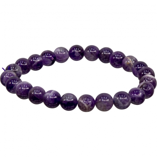 Elastic Bracelet 8mm Round Beads - Chevron Amethyst (Each)