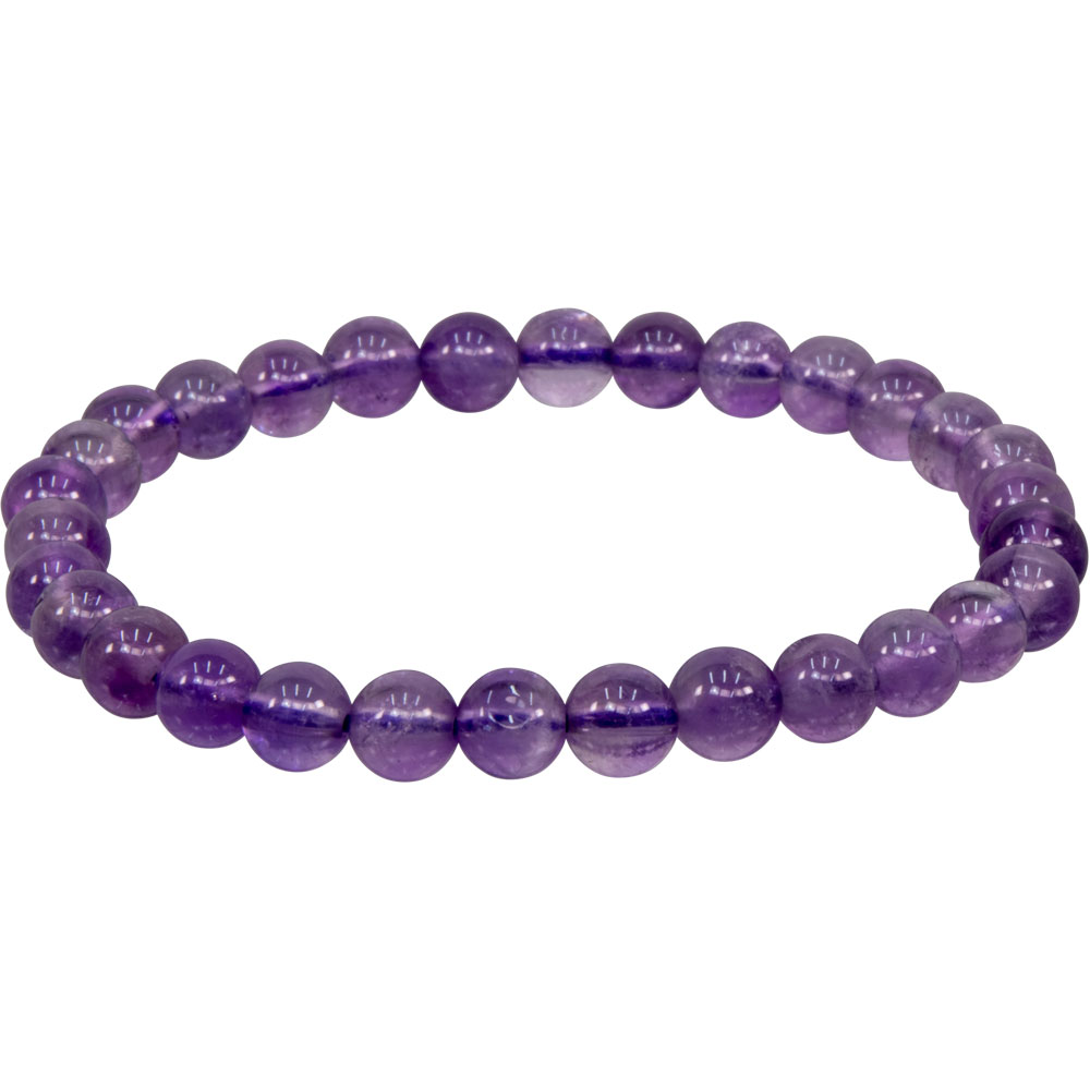 Elastic Bracelet 6-8mm Round Beads - AMETHYST (Each)