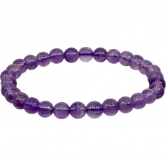 Elastic Bracelet 6-8mm Round Beads - Amethyst (Each)