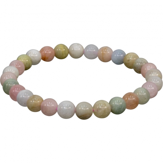 Elastic Bracelet 6-7mm Round Beads - Morganite (Each)