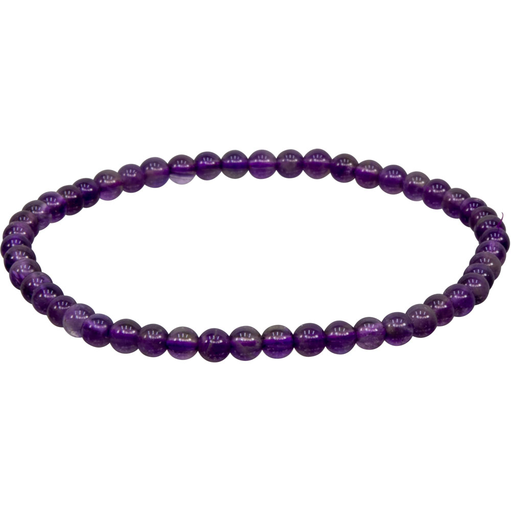 Elastic Bracelet 4mm Round Beads - AMETHYST (Each)