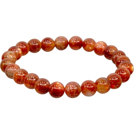 Elastic Bracelet 5-6mm Round Beads - Sunstone (Each)