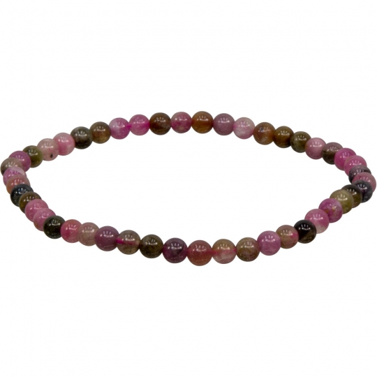Elastic Bracelet 4mm Round Beads - Pink Mix Tourmaline (Each)