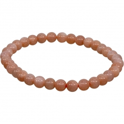 Elastic Bracelet 5-7mm Round Beads - Peach Moonstone (Each)