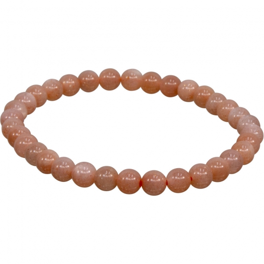 Elastic Bracelet 5-7mm Round Beads - Peach Moonstone (Each)