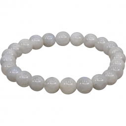 Elastic Bracelet 6-8mm Round Beads - Rainbow Moonstone (Each)