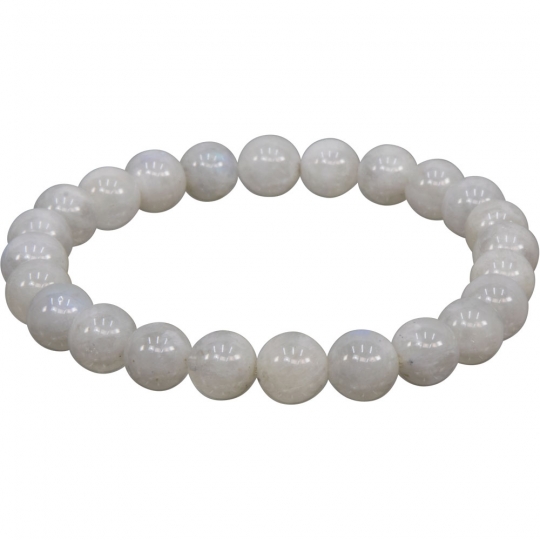 Elastic Bracelet 6-8mm Round Beads - Rainbow Moonstone (Each)