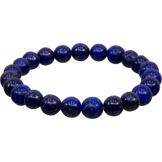 Elastic Bracelet 8mm Round Beads - Lapis (Each)