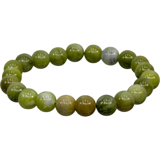 Elastic Bracelet 8mm Round Beads - Chinese Jade (Each)