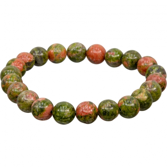 Elastic Bracelet 8mm Round Beads - Unakite (Each)