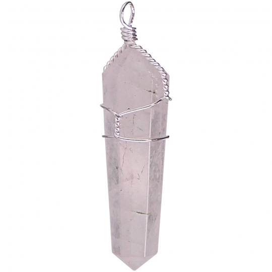 Wire Wrapped Point Pendants - Rose Qtz (Pack of 5)