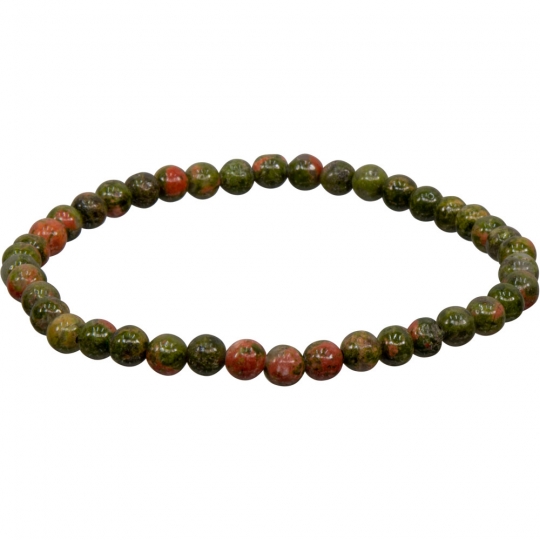 Elastic Bracelet 4mm Round Beads - Unakite (Each)