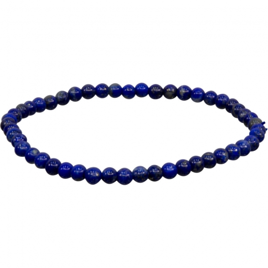 Elastic Bracelet 4mm Round Beads - Lapis (Each)