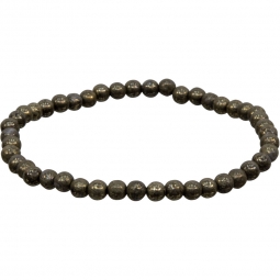 Elastic Bracelet 4mm Round Beads - Pyrite (Each)