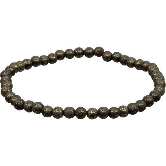 Elastic Bracelet 4mm Round Beads - Pyrite (Each)