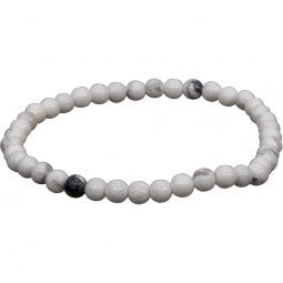 Elastic Bracelet 4mm Round Beads - Howlite (Each)