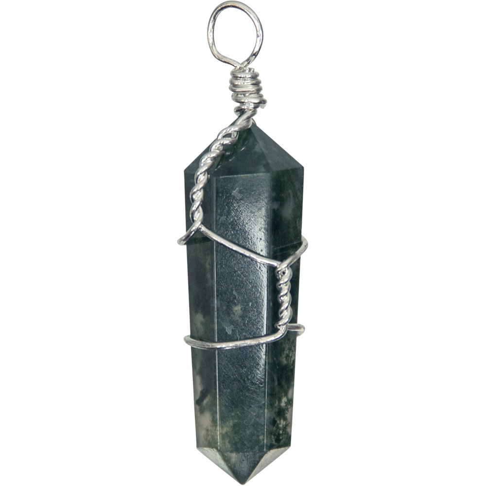 Wire Wrapped Point PENDANTs - Moss Agate (Pack of 5)