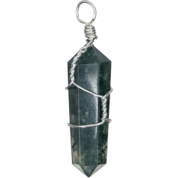 Wire Wrapped Point Pendants - Moss Agate (Pack of 5)
