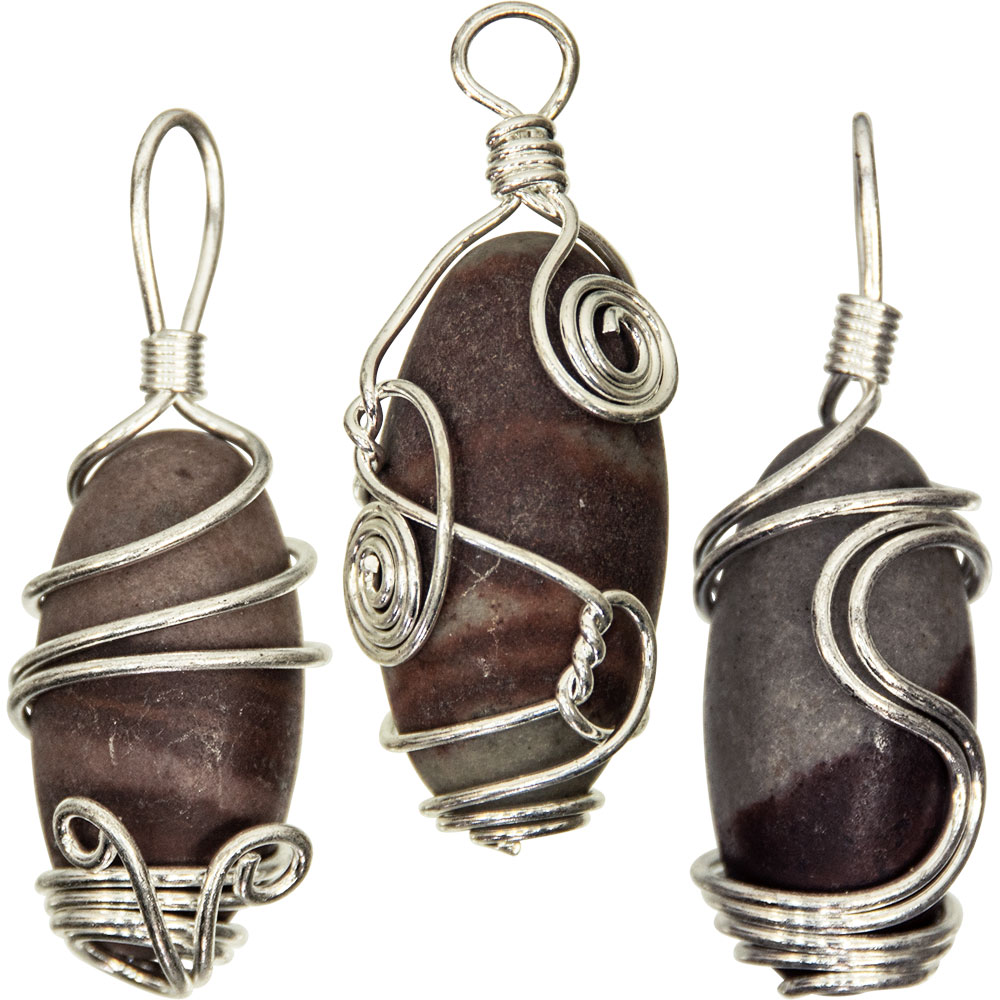 Wire Wrapped PENDANT - Shiva Lingam Asst'd Wire Designs (Pack of 6)