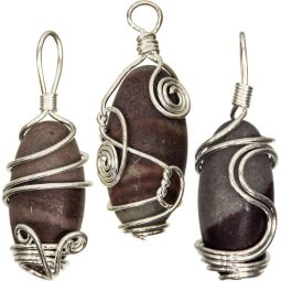 Wire Wrapped Pendant - Shiva Lingam Asstd Wire Designs (Pack of 6)