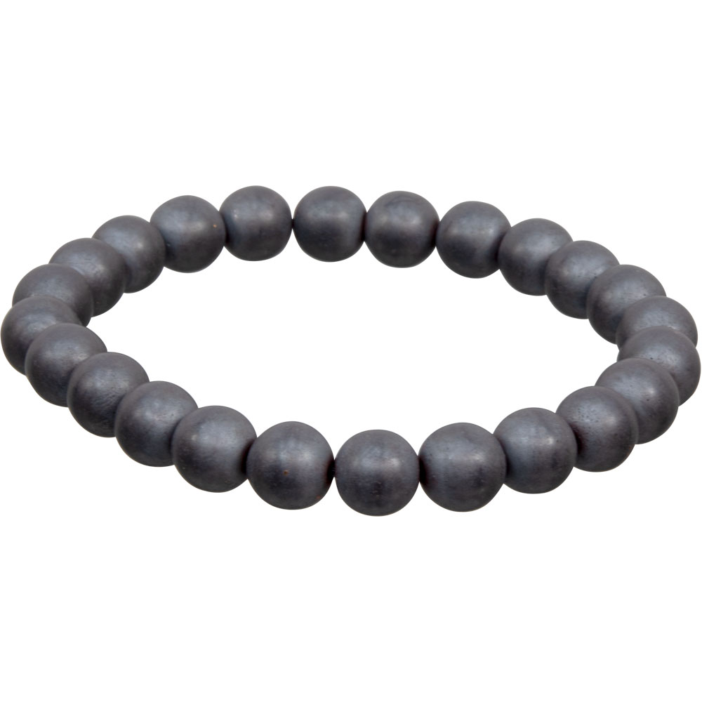 Elastic Bracelet 8 mm Round Beads - Matte HEMATITE (Each)