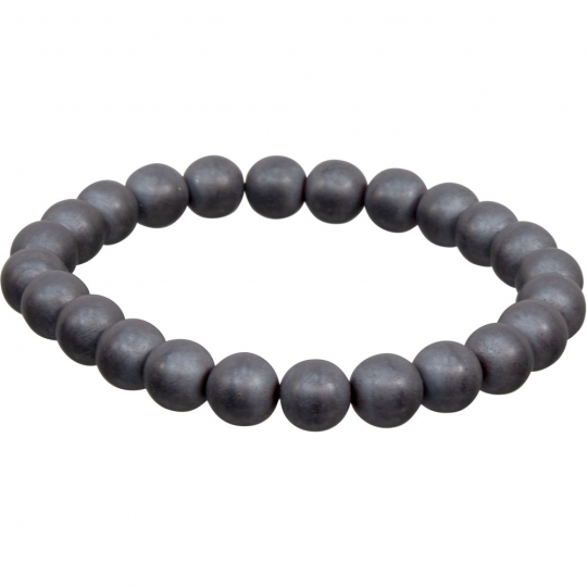 Elastic Bracelet 8 mm Round Beads - Matte Hematite (Each)
