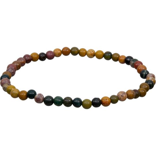 Elastic Bracelet 4mm Round Beads - Ocean Jasper (Each)