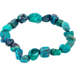 Tumbled Stones Elastic Bracelet  8-10mm - Azurite Malachite (Each)