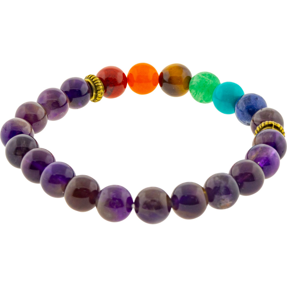 Chakra Elastic Bracelet 8mm Round Beads - AMETHYST (Each)?