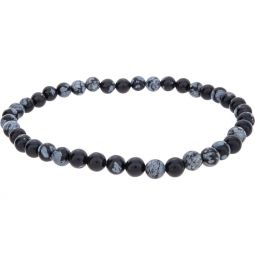 Elastic Bracelet 4mm Round Beads - Snowflake Obsidian (Each)
