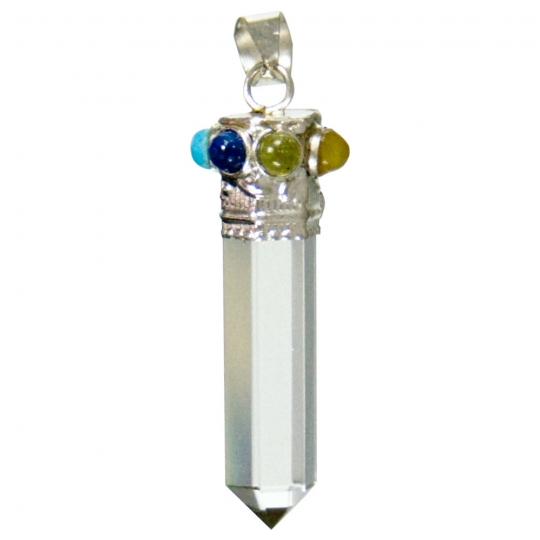 Point Pendant  7 Chakra Clear Quartz (Each)