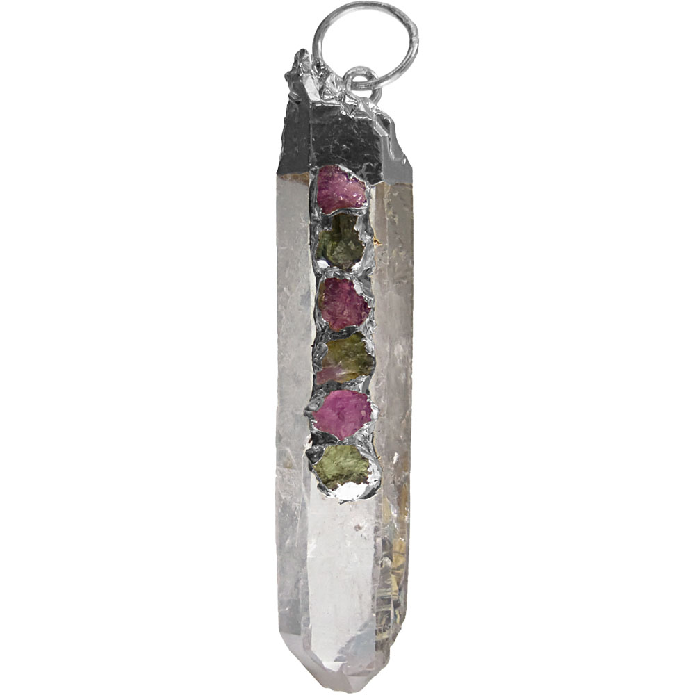 Clear Quartz Point PENDANT w/ Watermelon Tourmaline (Each)