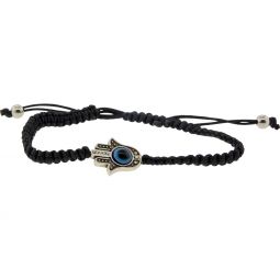 Adjustable Bracelet Black - Evil Eye w/ Fatima Hand (Each)