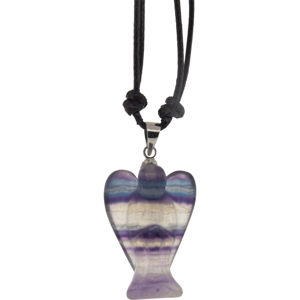 Gemstone Angel NECKLACE - Rainbow Fluorite (Each)