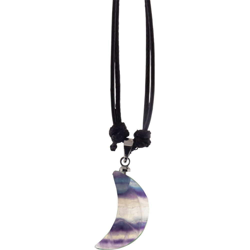 Gemstone Moon NECKLACE - Rainbow Fluorite (Each)