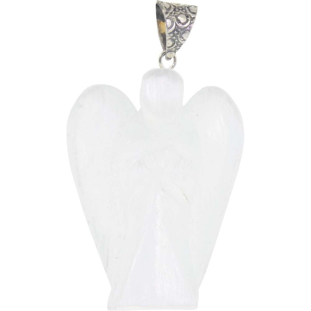 Gemstone Angel PENDANT - Selenite Satin Spar (Each)