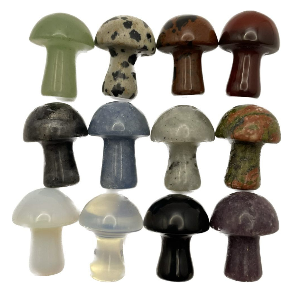 Gemstone Mini Mushrooms - Asst'd (Pack of 12): Kheops International