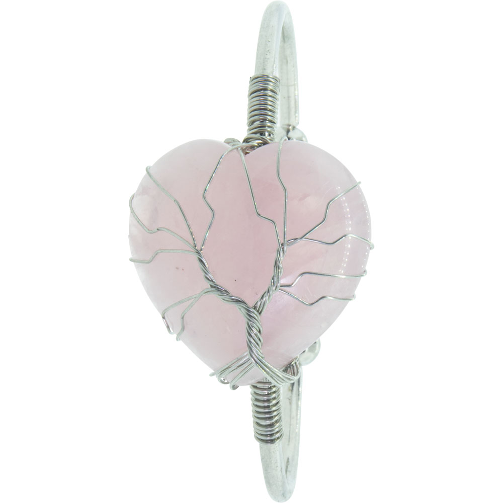 Adjustable BRACELET - Wire Wrapped Rose Quartz Heart (Each)