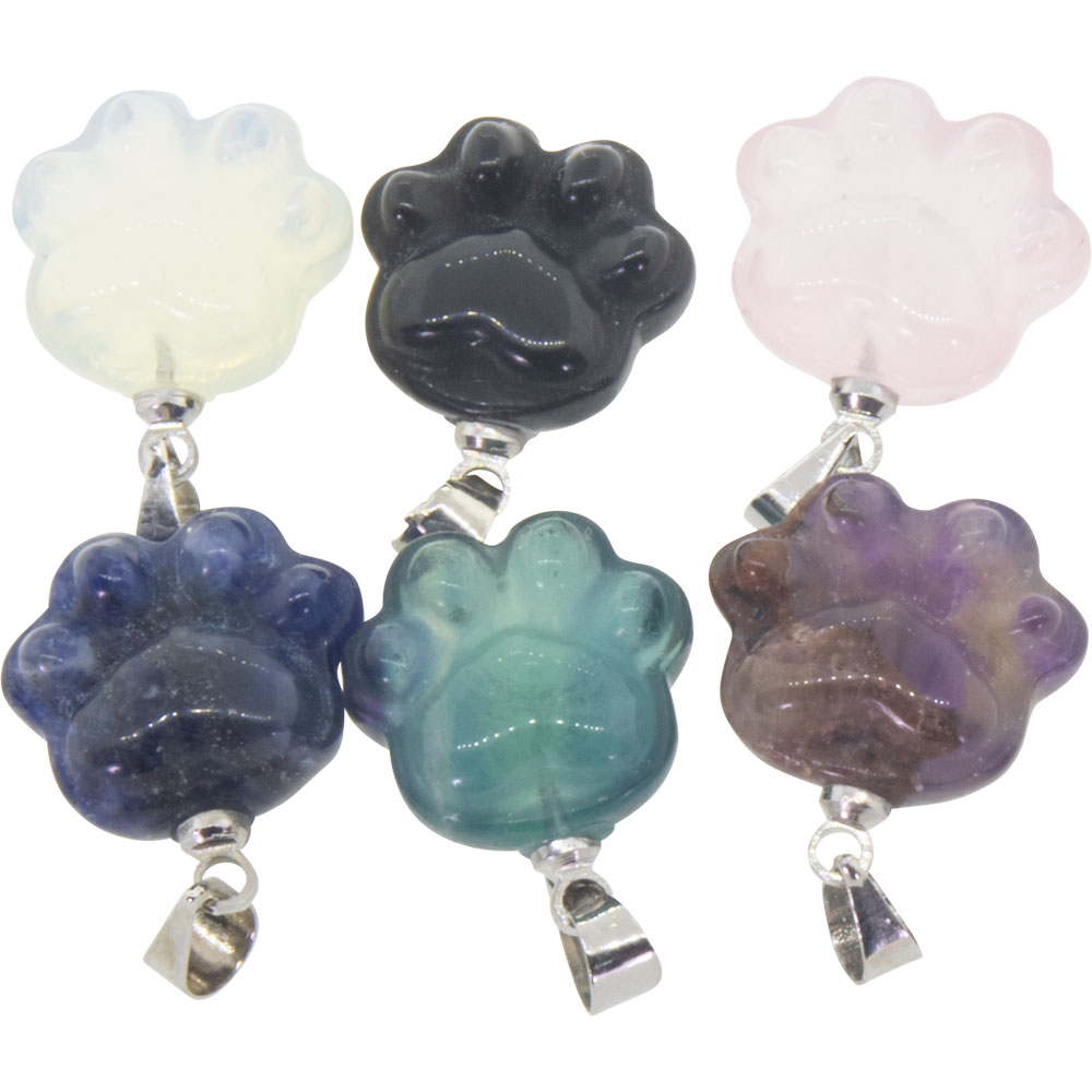 Gemstone PENDANT - Cat Paw Asst'd (Pack of 6)