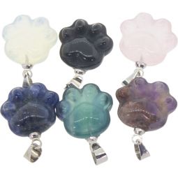 Gemstone Pendant - Cat Paw Asst'd (Pack of 6)