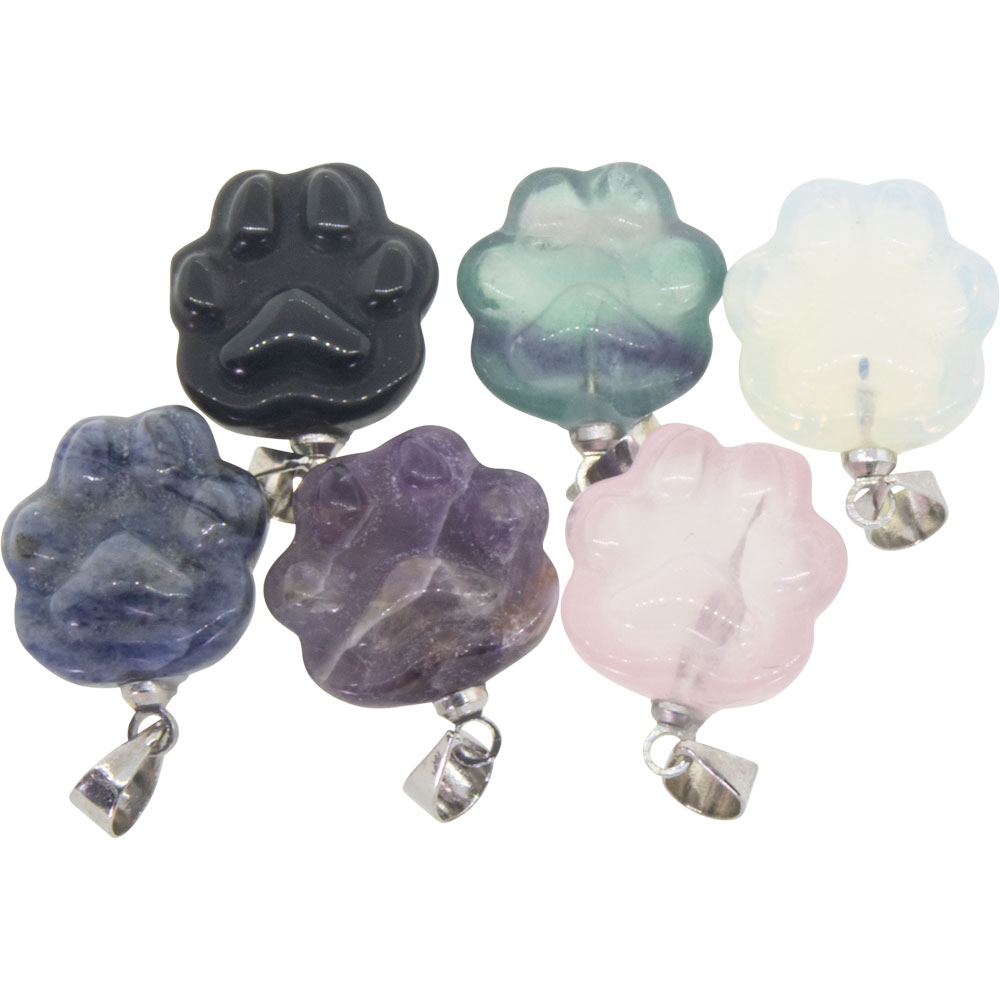 Gemstone PENDANT - Dog Paw Asst'd (Pack of 6)