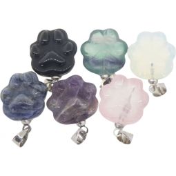 Gemstone Pendant - Dog Paw Asst'd (Pack of 6)