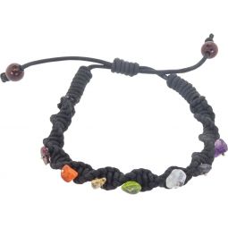 Wax Cord Twist Bracelet w/ Chakra Chips Gemstones (Each)